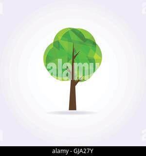 Low poly green tree icon vector illustration. Stock Vector