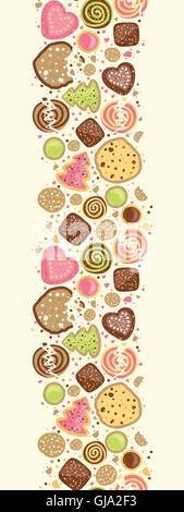 Colorful cookies vertical seamless pattern background border Stock Vector