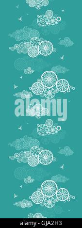 Doodle clouds abstract vertical seamless pattern border Stock Vector