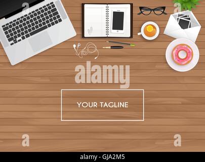 Workplace with isolated objects Stock Vector