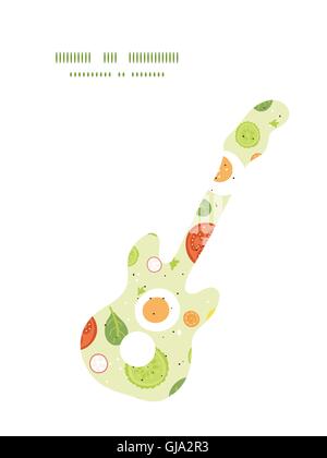 Vector fresh salad guitar music silhouette pattern frame Stock Vector