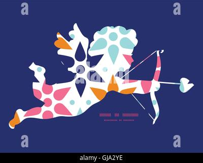 Vector abstract colorful stars shooting cupid silhouette frame pattern invitation greeting card template Stock Vector