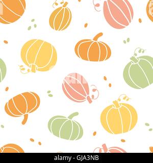 Vector thanksgiving colorful pumpkins silhouettes seamless pattern background Stock Vector