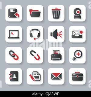 White flat computer icons Stock Vector