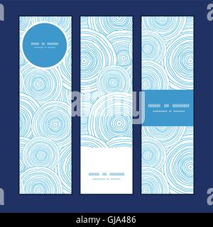 Vector doodle circle water texture vertical banners set pattern background Stock Vector