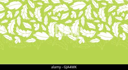 Vector lineart spring leaves horizontal border seamless pattern ...