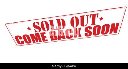 Sold out come back soon Stock Vector