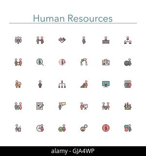 Human Resources Colored Line Icons Stock Vector