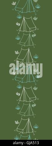 Camping vertical seamless pattern background border Stock Vector