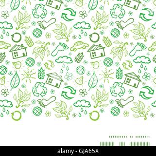 Vector ecology symbols horizontal frame seamless pattern background Stock Vector