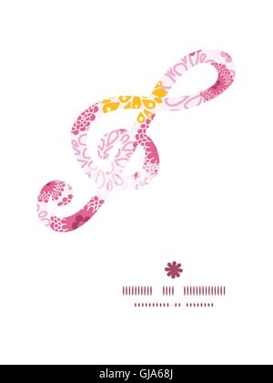 Vector pink field flowers gclef musical silhouette pattern frame Stock Vector