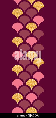 Gold glitter fish scale vertical border seamless pattern background Stock Vector