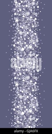 Silver sparkles vertical seamless pattern background Stock Vector