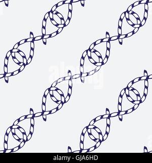 Vector seamless pattern with sea elements rope. Stock Vector