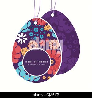 Vector colorful bouquet flowers Easter egg shaped tags set template Stock Vector