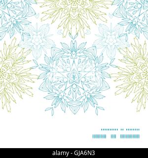 Vector abstract plants mandalas horizontal frame seamless pattern background Stock Vector