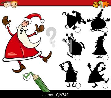 shadows game with cartoon Santa Claus coloring book page Stock Vector ...
