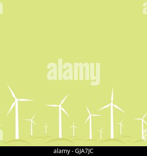 Ecological modern windmills horizontal seamless pattern background Stock Vector