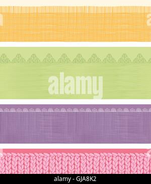Set of four horizontal textile fabric textures seamless patterns Stock Vector