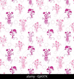 Pink flower bouquets seamless pattern background Stock Vector