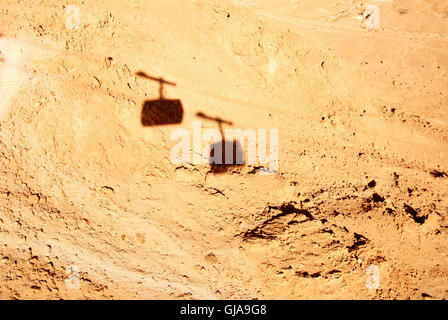 Israel, Masada The cablecar ascending to the mountain top Stock Photo