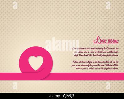 Valentine's day greeting card with heart patterned background Stock Vector