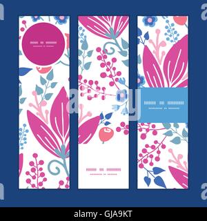 Vector pink flowers vertical banners set pattern background Stock Vector