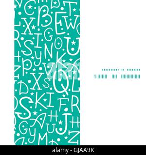 Vector white on green alphabet letters vertical frame seamless pattern background Stock Vector