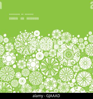 Vector abstract green and white circles horizontal frame seamless pattern background Stock Vector