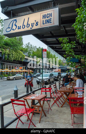 New York, NY, USA, Street Scene, American Bistro Restaurant Terrace, 'Bubby's High Line' in Meat Packing District Neighborhood Stock Photo