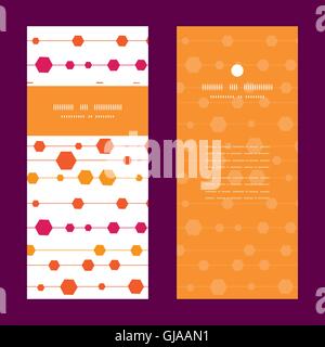 Vector abstract colorful stripes and shapes vertical frame pattern invitation greeting cards set Stock Vector