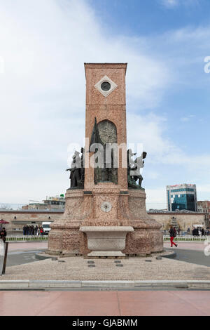 Monument of the Republic, Independence Monument, Ataturk Monument, on Taksim Square, Istanbul,Turkey Stock Photo