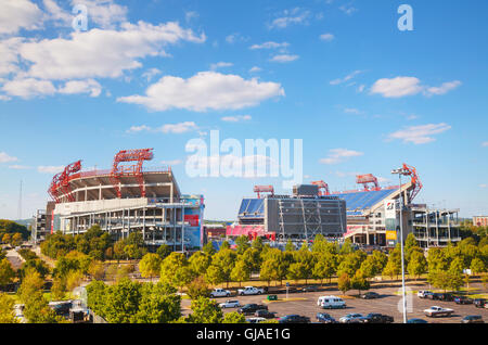 NASHVILLE - AUGUST 28: LP Field on August 28, 2015 in Nashville, TN. The stadium is the home field of the NFL's Tennessee Titans Stock Photo