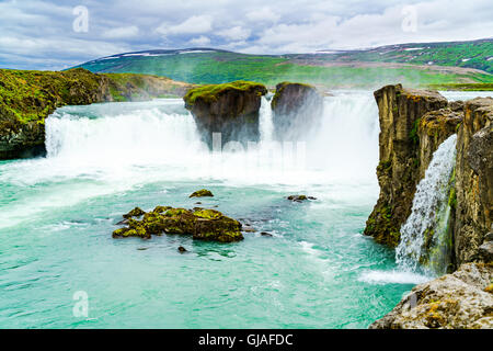 Godafoss or Waterfall of the God is located in the Myvatn district of NorthCentral Iceland Stock Photo