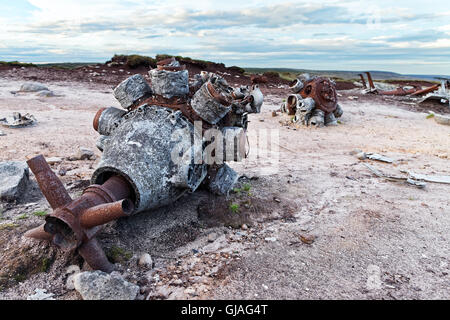 Crash site of Superfortress RB29 44-61999 ‘Over Exposed’ in Higher Shelf Stones, Bleaklow, England Stock Photo