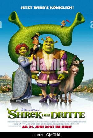 Shrek der Dritte - Filmplakat Regie: Chris Miller, Raman Hui aka. Shrek the Third - Shrek 3 Stock Photo