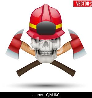 Human skull with firefighter helmet Stock Vector