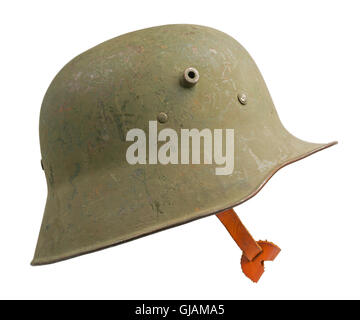 A German World War One (Stahlhelm M1918) military helmet. Stock Photo