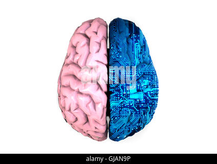 Glowing X-ray image of human brain in blue wireframe on isolated black ...