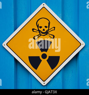 Deadly radiation warning sign Stock Photo