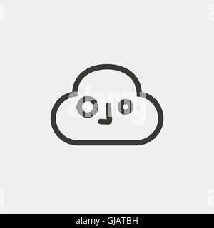 shocked face cloud icon of brown outline for illustration Stock Vector