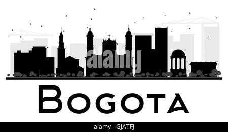 Bogota City skyline black and white silhouette. Vector illustration. Simple flat concept for tourism presentation, banner Stock Vector