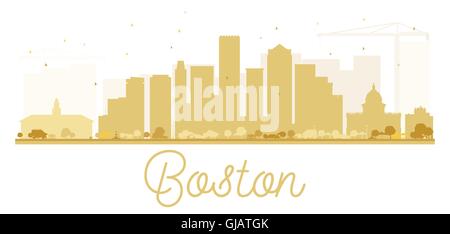 Boston City skyline golden silhouette. Vector illustration. Simple flat concept for tourism presentation, banner, placard or web Stock Vector