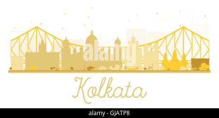 Kolkata City skyline golden silhouette. Vector illustration. Simple flat concept for tourism presentation, banner, placard Stock Vector