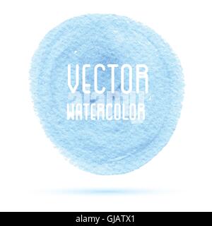 Blue watercolor stain isolated on white background. Vector illustration. Stock Vector