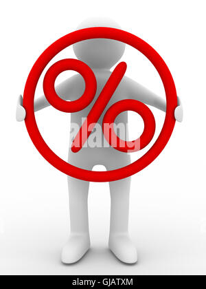 Discounts. Percent on the person. Isolated 3D image Stock Photo - Alamy