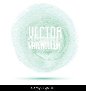 Green watercolor stain isolated on white background. Vector illustration. Stock Vector