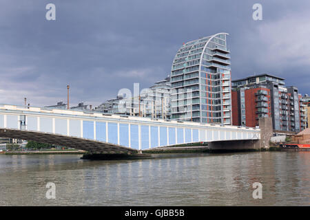 Battersea Reach housing development behind Wandsworth Bridge London England UK Stock Photo