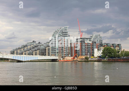 Battersea Reach housing development behind Wandsworth Bridge London England UK Stock Photo