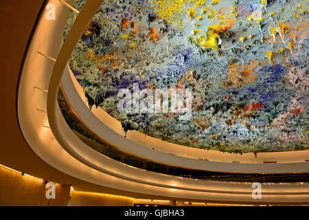 Ceiling sculpture in the Human Rights and Alliance of Civilization Chamber, Palais des Nations, Geneva, Switzerland Stock Photo